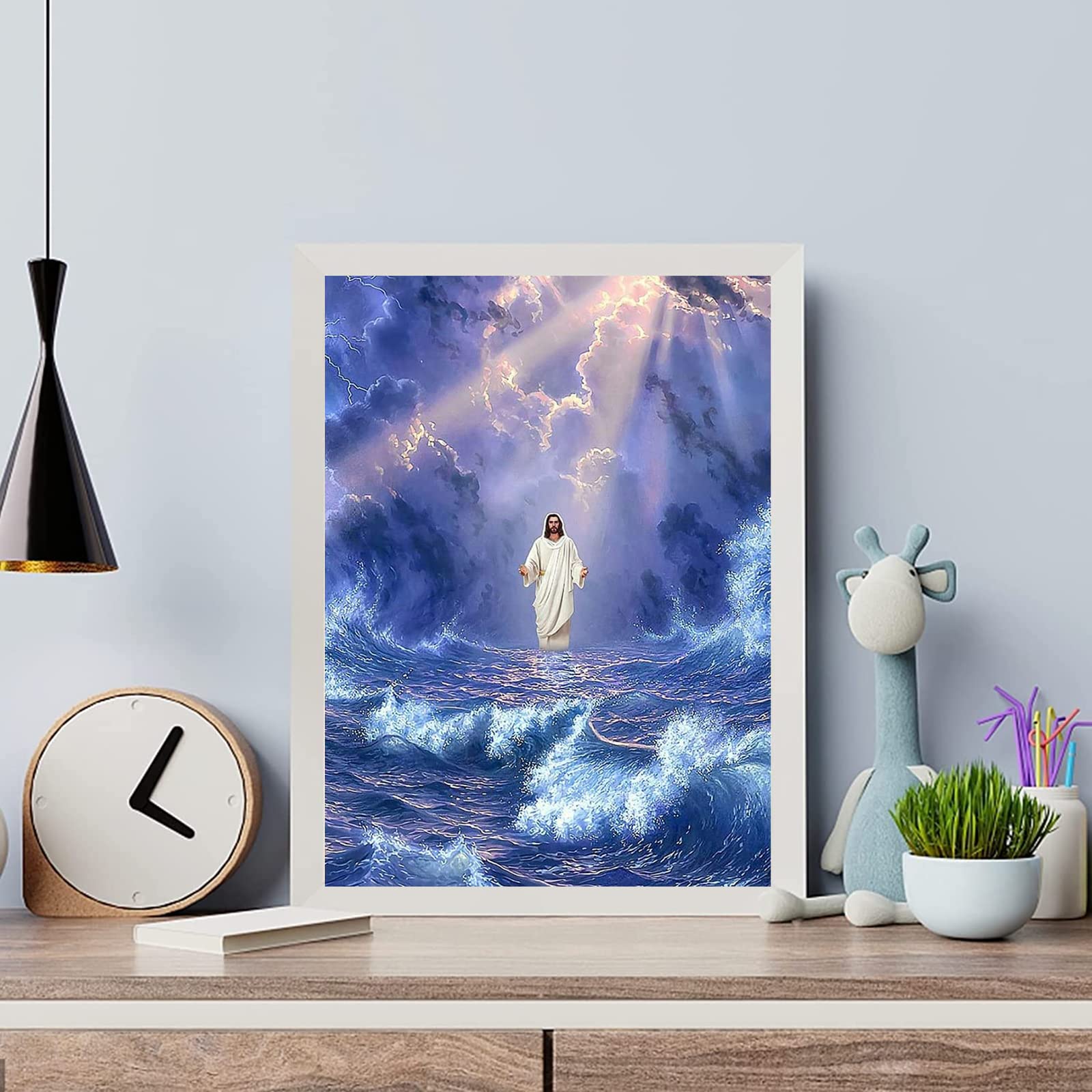 DIY Diamond Art Painting Jesus Kit - 5D 12x16 Inch Religious Wall Art With Round Drills