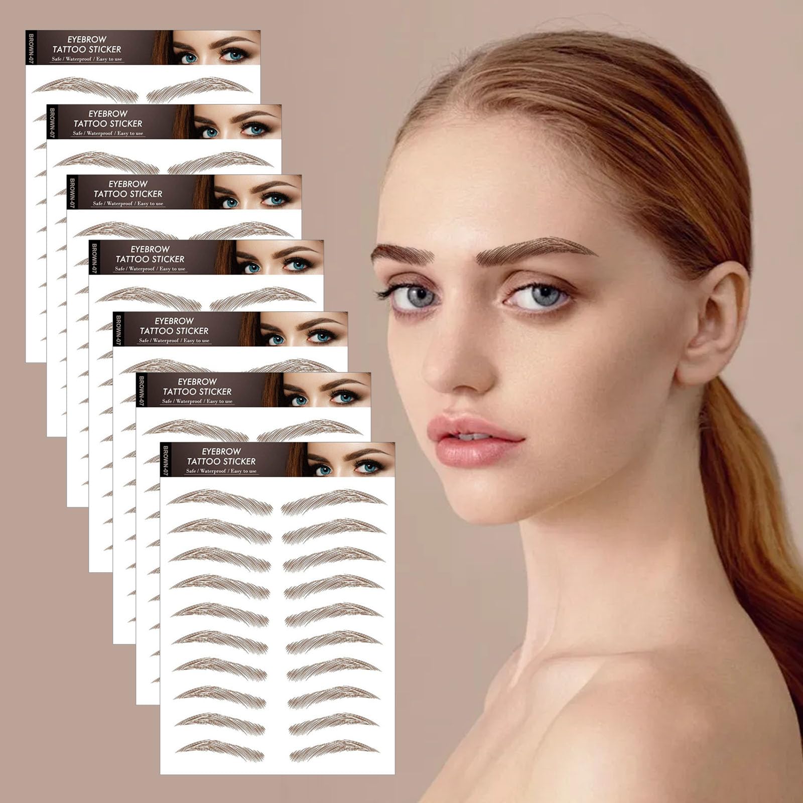 AWAVM 7Sheets/77Pairs 4D Hair-Like Tattoo Stickers Waterproof Natural Fake Eyebrow Stickers,Long Lasting Eyebrow Grooming Shaping Perfect for Women and Girls (Brown-07) - Image 4