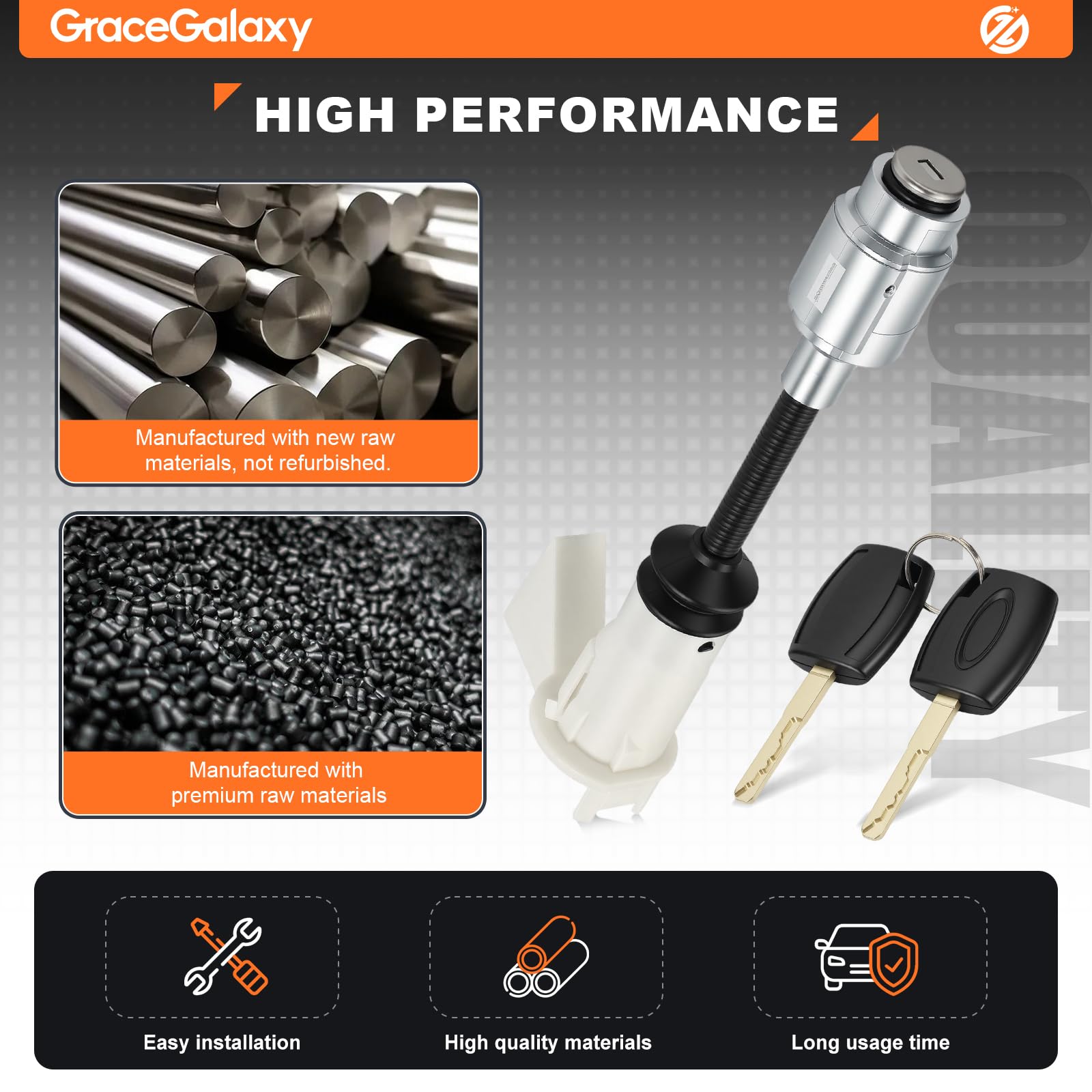 GRACEGALAXY Kit riparazione serratura cofano con due chiavi compatibile Focus C-Max 2003-2007 codice 4556337 3M5AR16B970AD