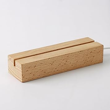 Bemaystar Wooden LED Lighted Base stand, Suitable for t Plaques, Photo Albums, Rectangle 7 Colors Night Light Base