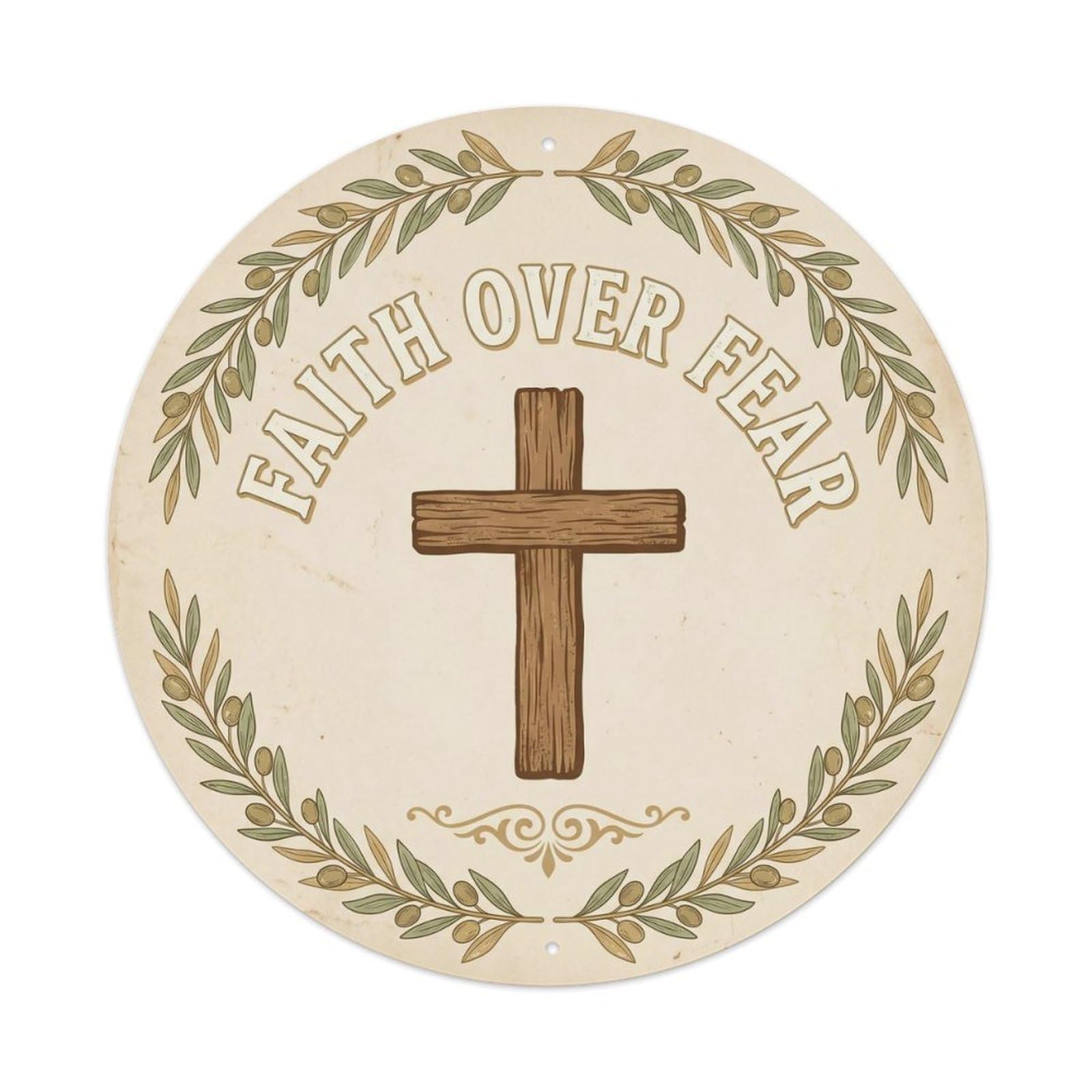 Floral Border Blessing Medallion Gentle Gospel Style Metal Tin Sign Plaque Wall Decor for Cafe, Man Cave, Club Bar, Office, Home Garden Round Metal Poster 8x8Inch