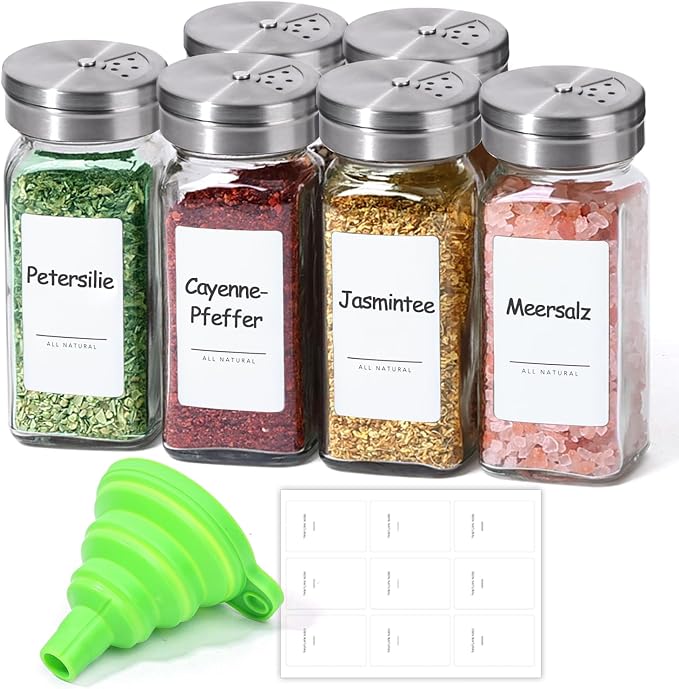 Pack 6 Botes de Cristal ComSaf 120ml con Tapa Hermética para Especias