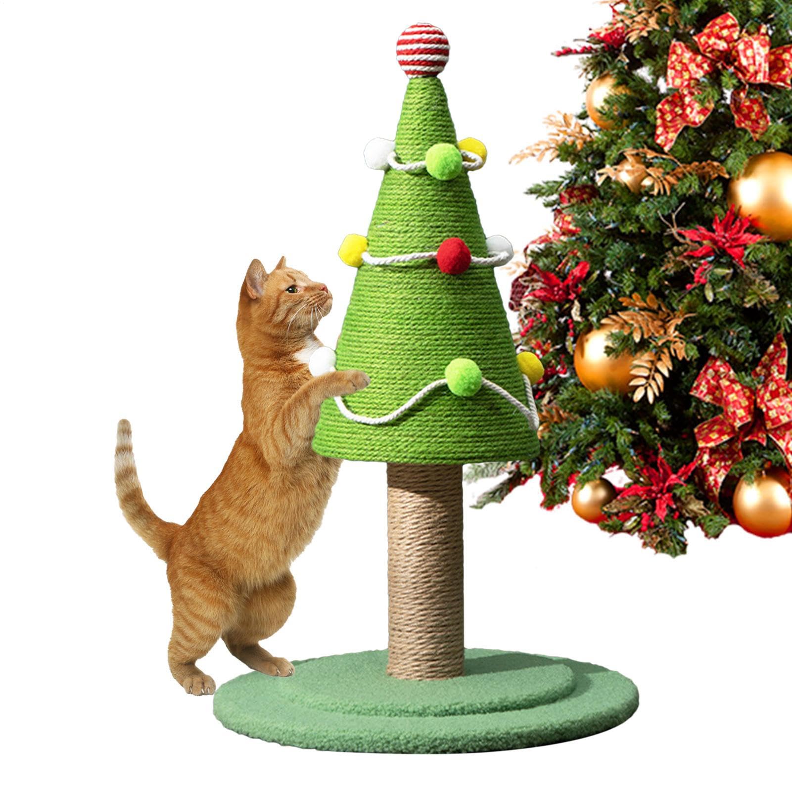 Arbre à gratter sapin de Noël en sisal pour chaton d'intérieur