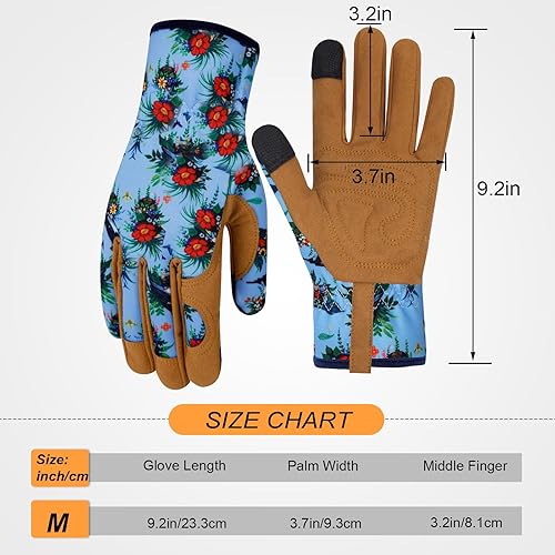 Miniatura 2 de Guantes de jardinería de cuero para mujer, a prueba de espinas, guantes de jardín para pantalla táctil, guantes de trabajo, regalos, M