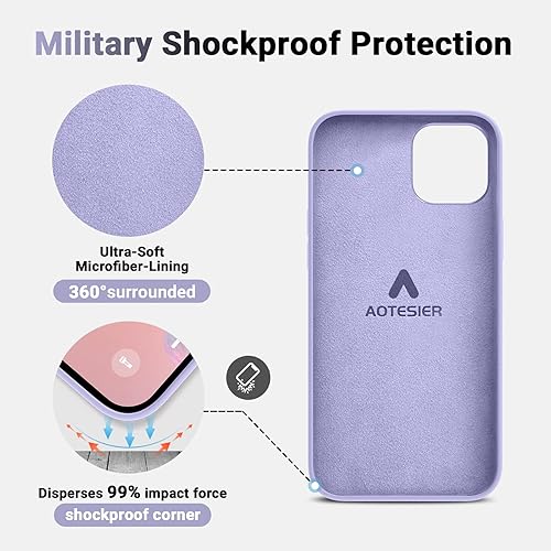 Miniatura 5 de AOTESIER Funda compatible con iPhone 14, Silky Touch Premium de goma de silicona líquida suave antihuellas, carcasa protectora de cuerpo completo