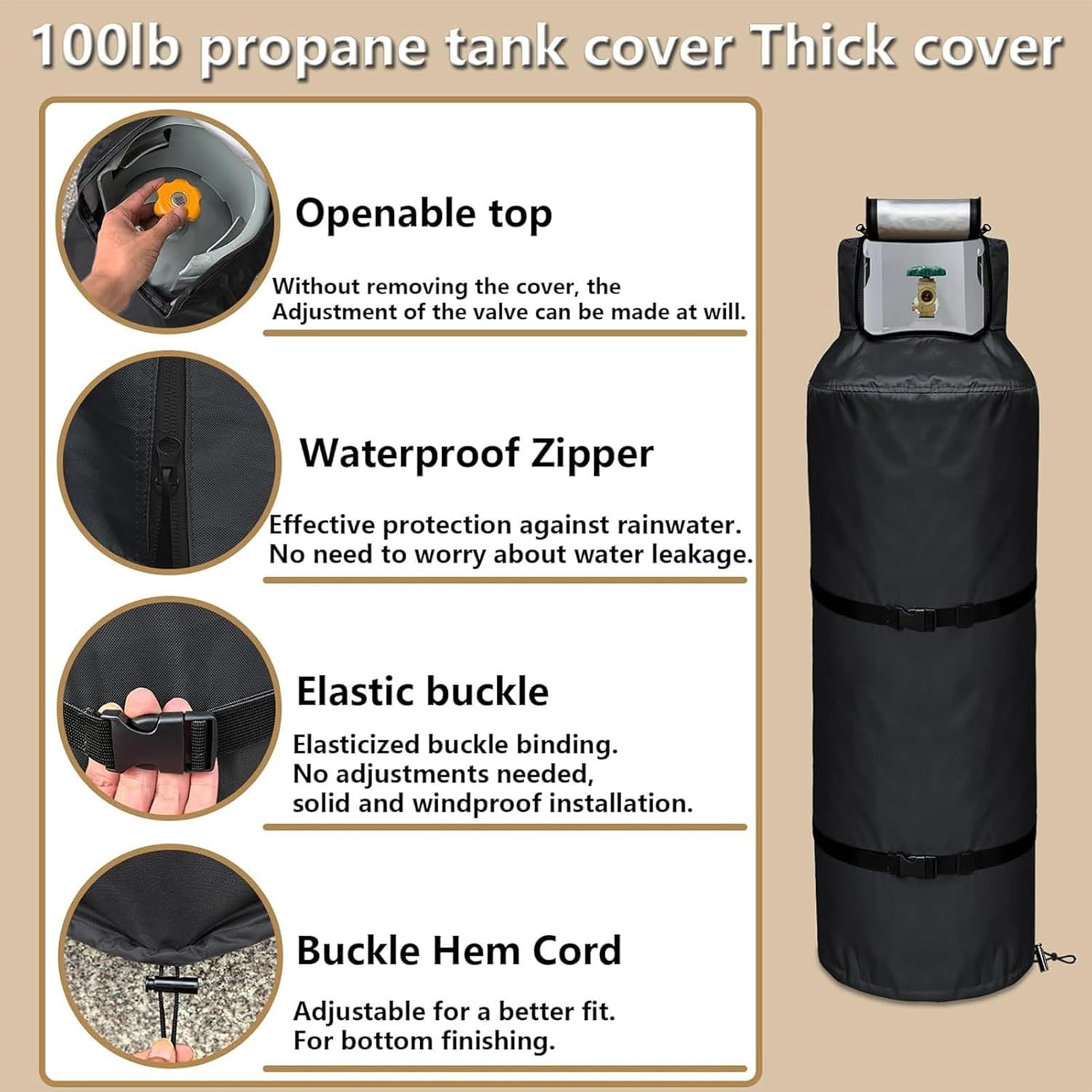 プロパンタンク 断熱カバー, 45キログラム ガス缶 断熱保護, 防塵プロパンタンクカバー, 冬季 アウトドア バーベキュー 産業