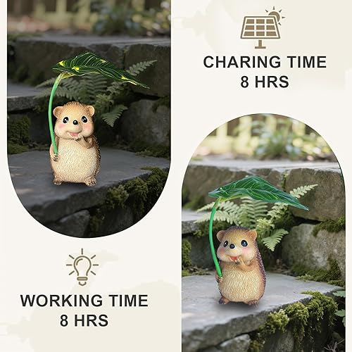 Miniatura 7 de Estatuas solares de jardín de ranas para decoración de jardín, luces con paraguas para exteriores, decoración de patio, decoración de patio al aire