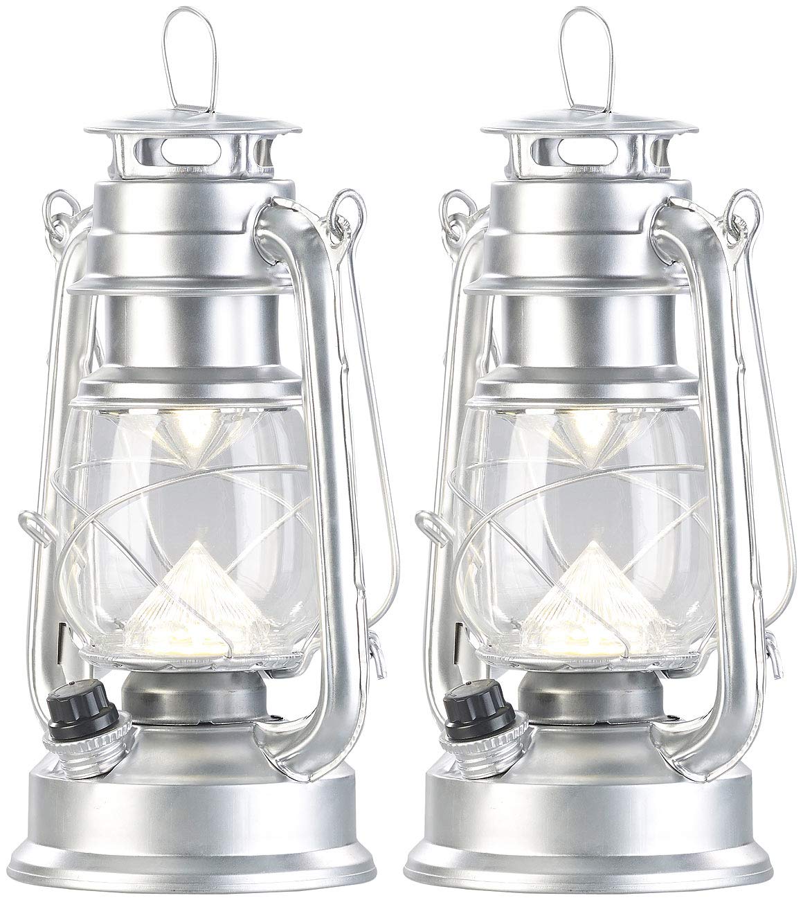 Lunartec Sturmlaternen LED, Akku: 2er-Set Ultra helle LED-Sturmlampen, Akku, 200 lm, 3 Watt (Handlaterne, helle Lampe wiederaufladbar)