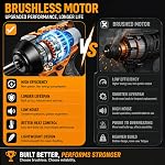Clé de choc de puissance haute torque 1000N.m avec 2X 4.0AH Batterie 1/2 inch 740ft-lbs Pilote d'impact électrique sans fil sans pinceau pour voiture Inclure chargeur rapide,4 Chaussettes et boîte de storge