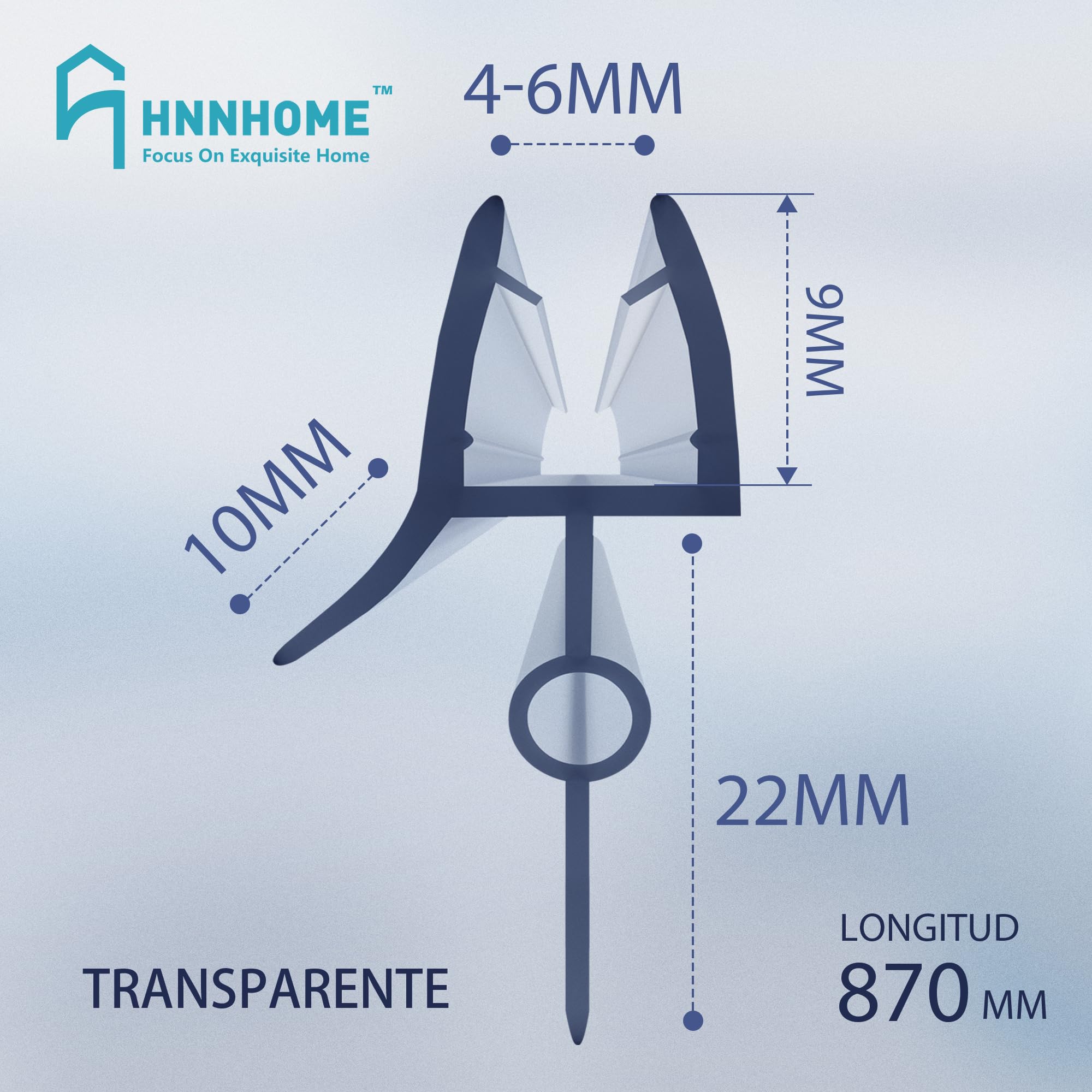 HNNHOME - Junta selladora de goma para puerta de ducha de cristal de 4-6 mm y hueco de 16-22 mm