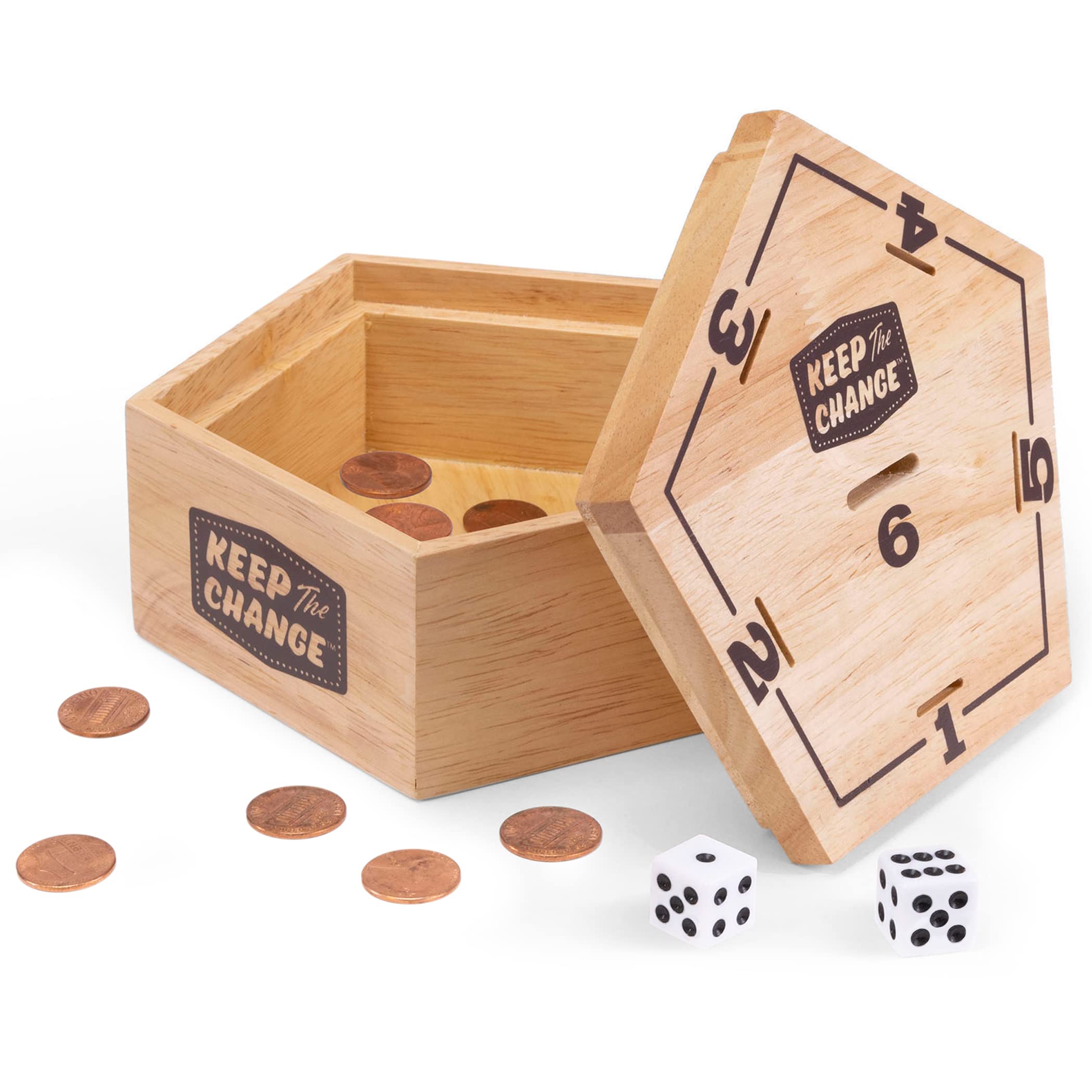 GoSports Keep the Change - Tabletop Coin Drop Dice Game for Kids & Adults, Includes 2 Dice and Game Rules