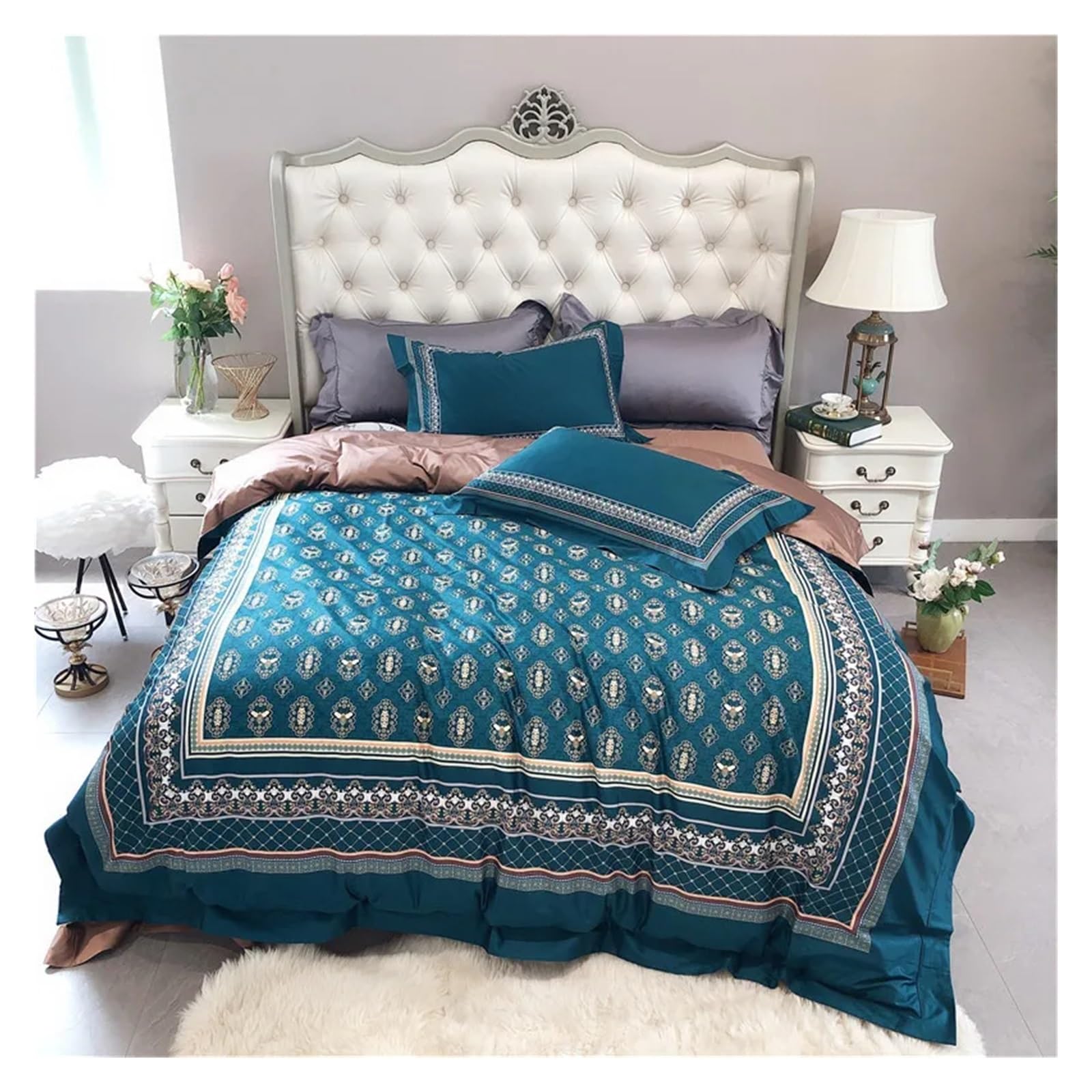 Sbcgfy A 1000Tc Cotton Bedding Set 4Pcs Duvet Cover Sets Bed Linen Flat Bed Sheet Set Pillowcase Home Textile Comfortable Bedding, Bedspreads,-Queen
