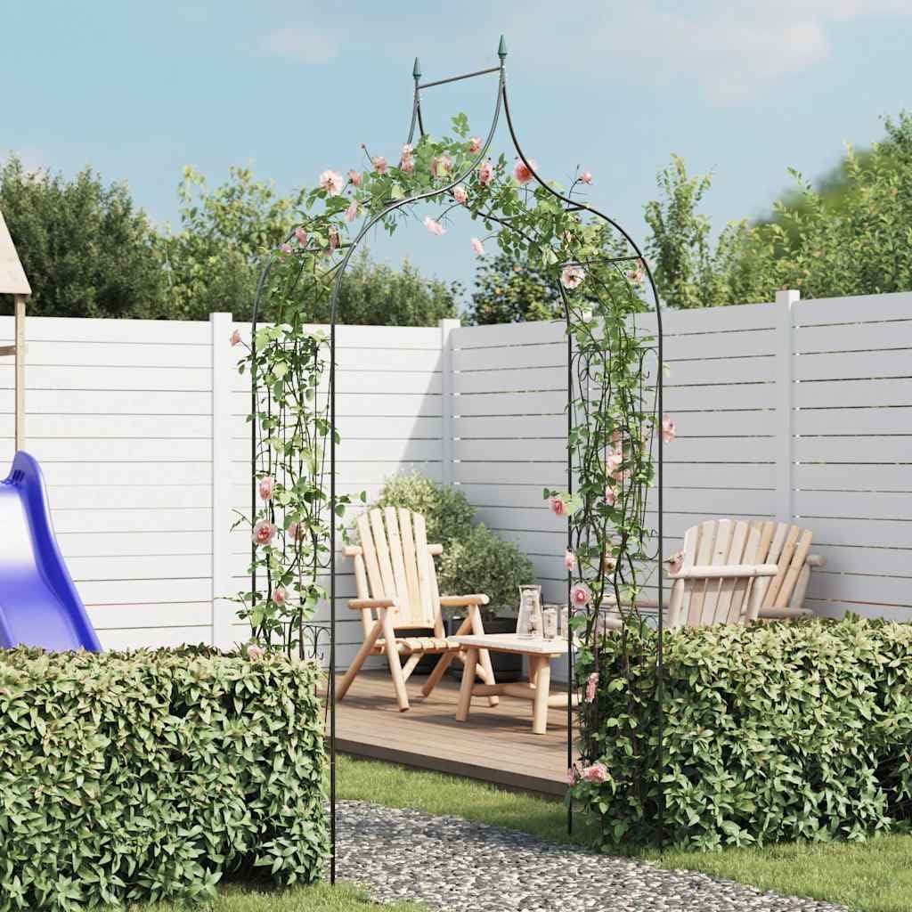 Arco de jardín para rosales que transforma tu terraza en un oasis verde duradero