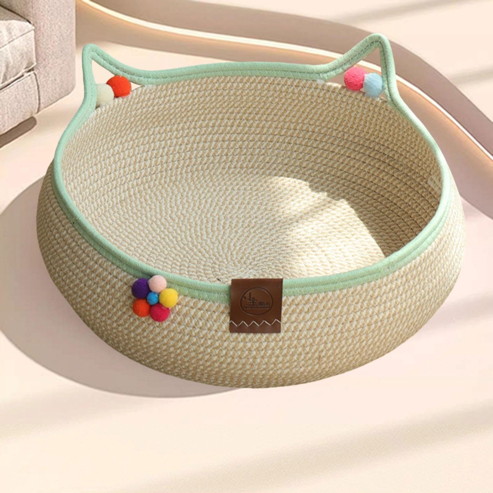 Milageto Panier tissé pour Chat, lit de Couchage pour Animaux de Compagnie, Panier Universel pour Chat Toutes Saisons, nid Portable pour Chaton, griffoir pour, L