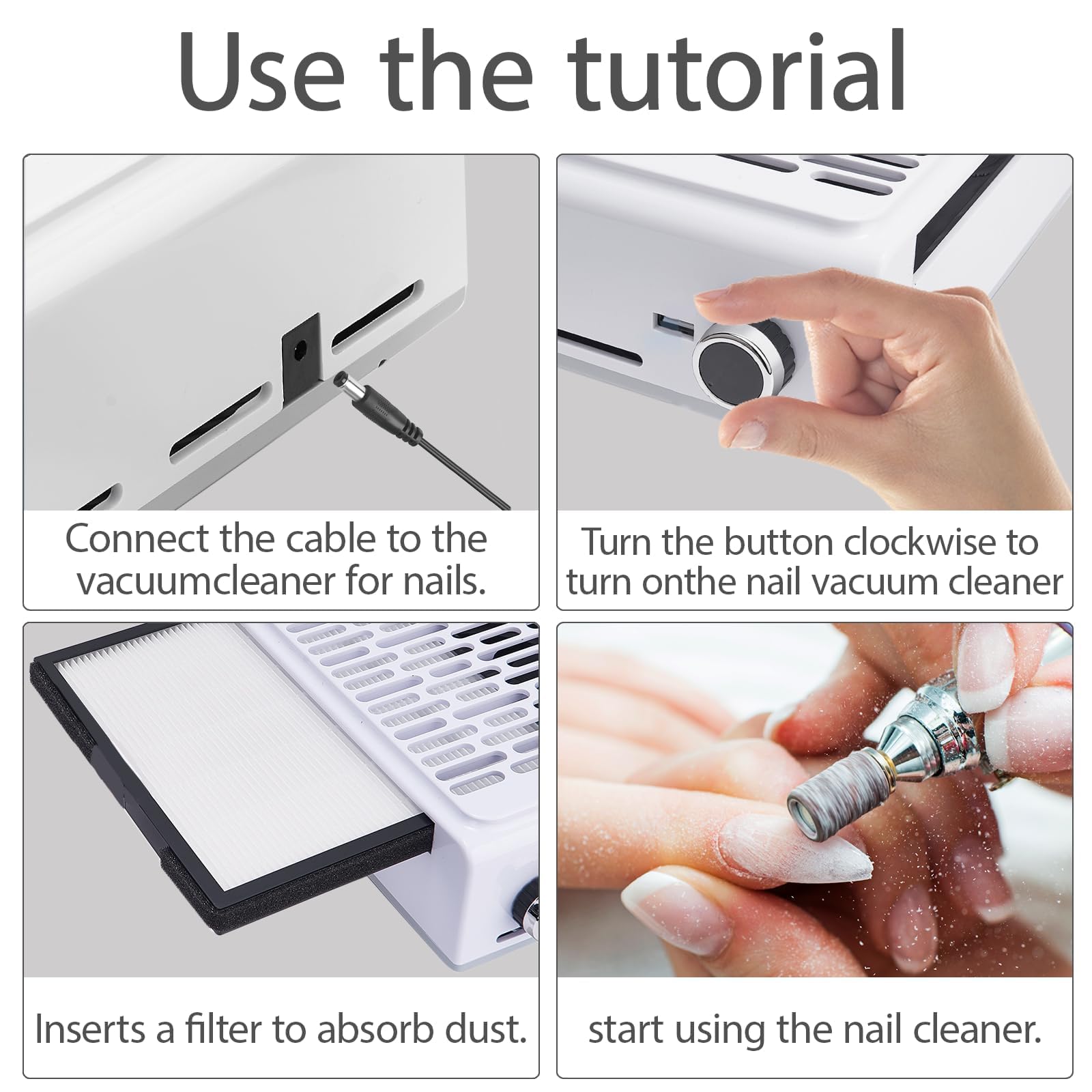 Aspirapolvere Professionale Nail Improvement 100w,Aspirapolvere Per Unghie Con Velocità E Intensità Di Aspirazione Regolabili,Filtro Riutilizzabile,Usb Per Ricarica Smartphone, Manicure Unghie (B)