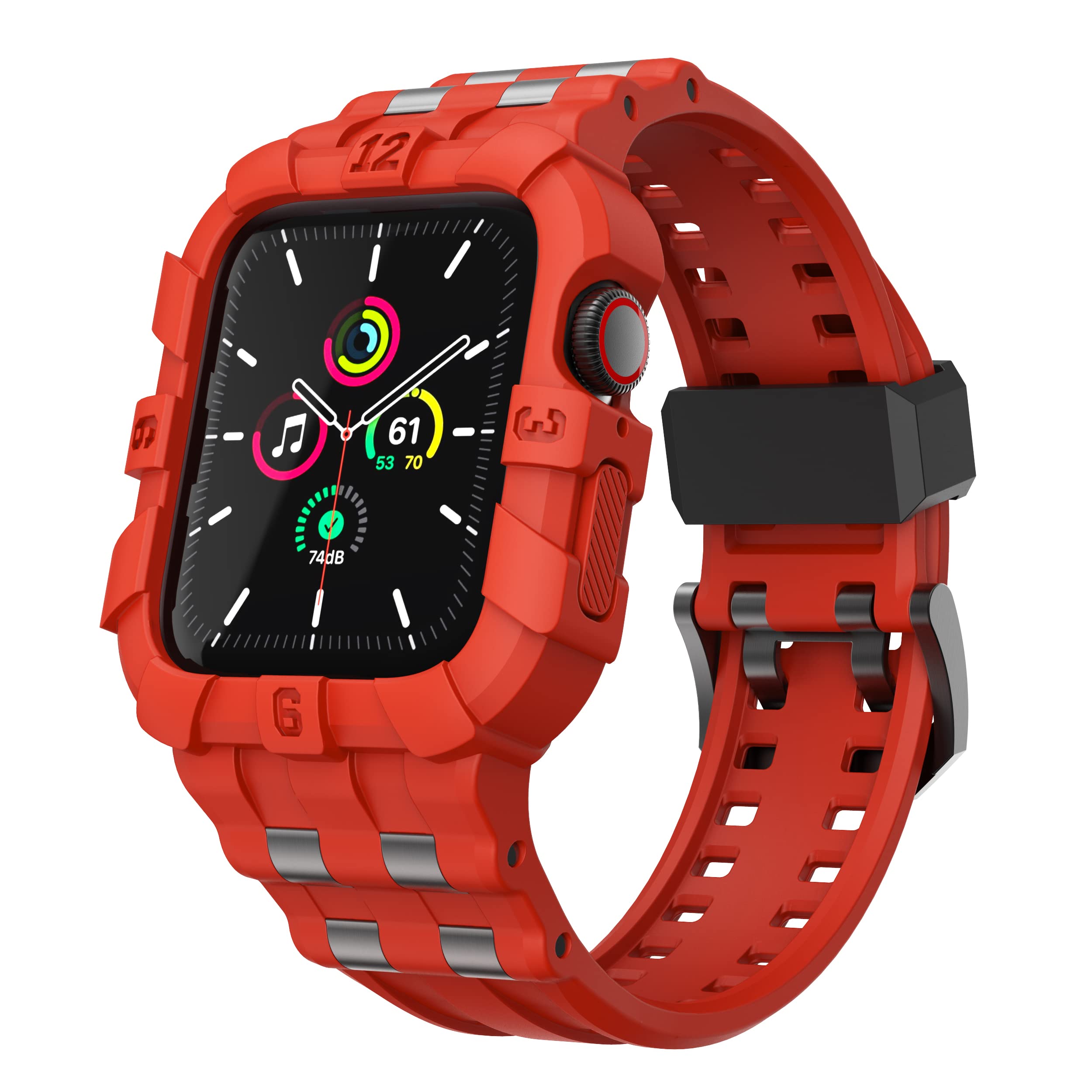 T-ENGINE Compatible with Apple Watch Series 9 8/7 45mm SE 6/5/4/3 44mm 42mm, Rugged Case with Band for Men Women (45mm/44mm/42mm,41mm/40mm/38mm)