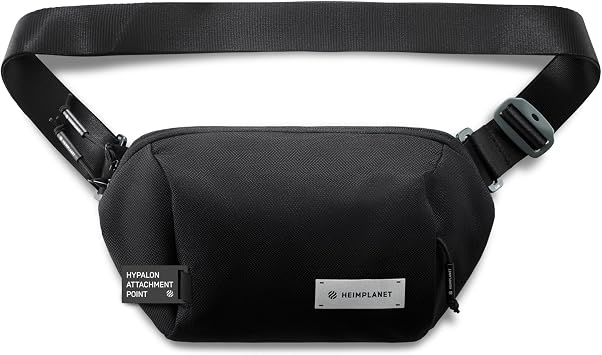 HEIMPLANET Original | Transit Line Sling Pocket | Water-resistant Waist Pack Made of Durable and Sustainable DYECOSHELL | Supports 1% for The Planet Black