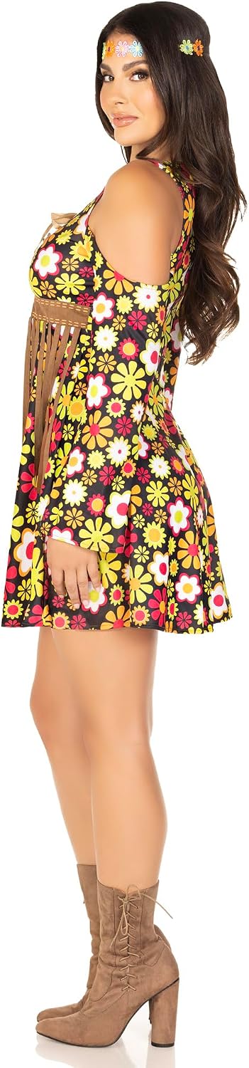 Leg Avenue Women's 2 Pc Starflower Hippie Costume with Dress, Headband