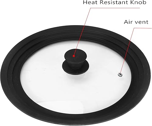 Miniatura 4 de Tapa universal para sartenes, ollas y sartenes de vidrio templado con borde de silicona de grado alimenticio, resistente al calor, compatible con