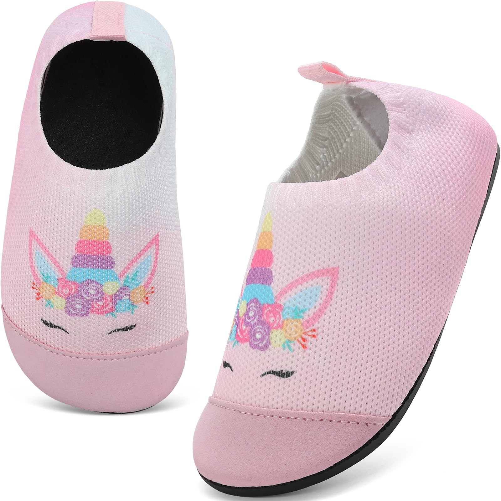VOLHAL Hausschuhe Kinder Junge Leichte Rutschfeste Indoor Pantoffeln Mädchen Weich barfuss für Lauflernschuhe Kindergarten Slippers, Gradient Rosa 27 EU