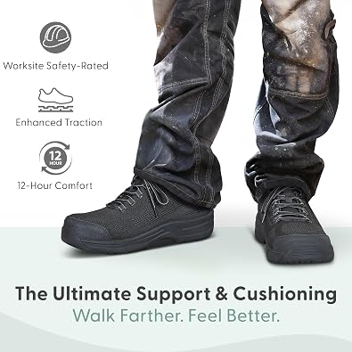 Orthofeet Men's Orthopedic Cobalt Safety-Rated Slip-Resistant Work Shoe