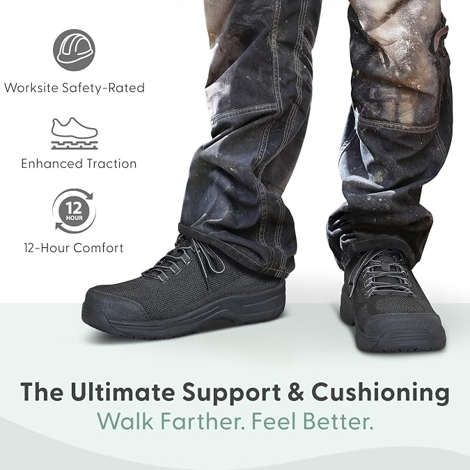 Orthofeet Men's Orthopedic Cobalt Safety-Rated Slip-Resistant Work Shoe