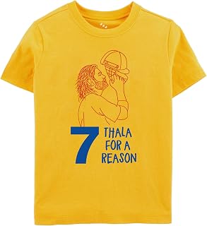 Zeezeezoo Thala for a Reason Kids Dhoni Fan Tshirt Jersey, Yellow, 1-4 Years, Cotton Price In India