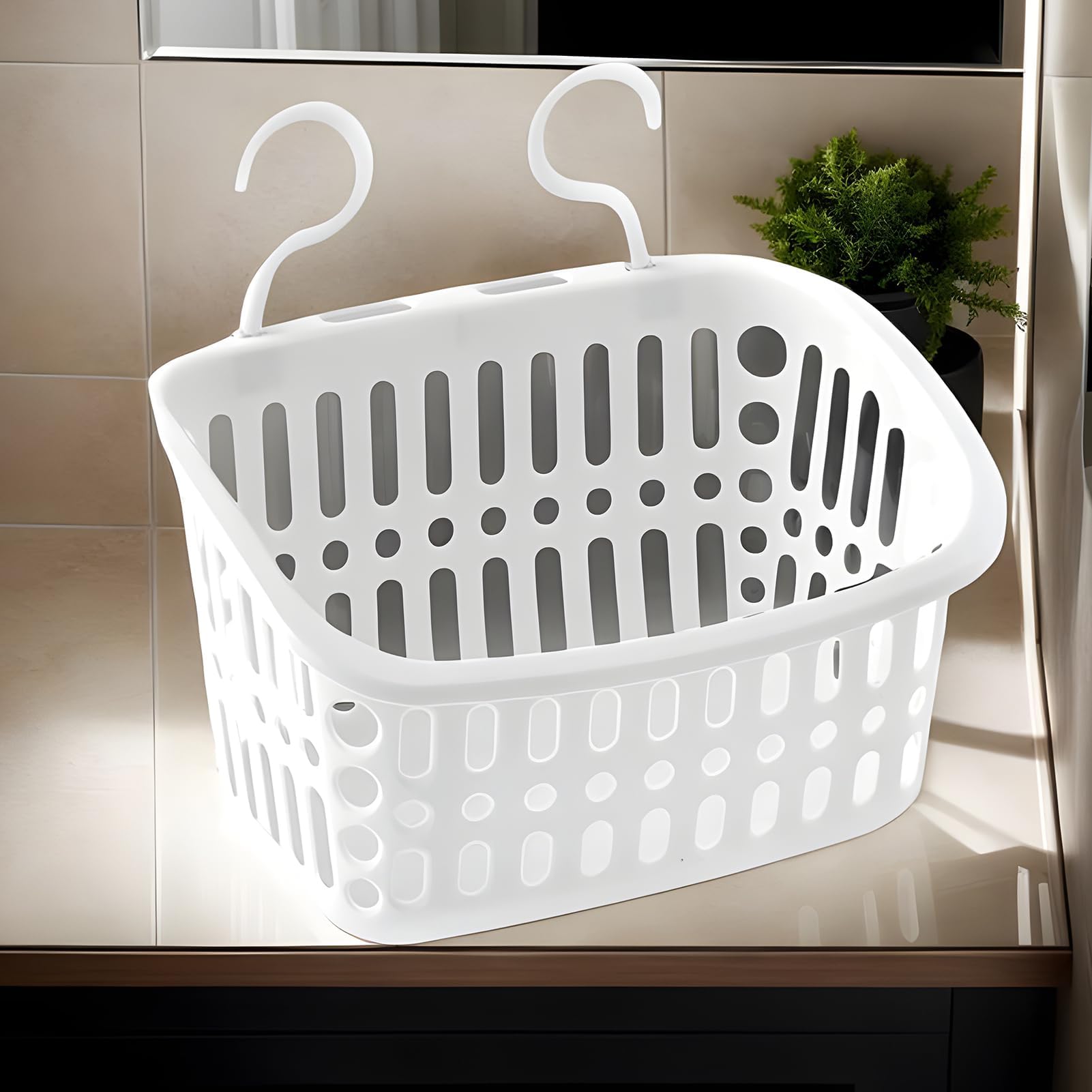 MRKU Aufbewahrungskorb für Küche und Pool mit Halterung, UV-beständig, mit Haken und Becher für Handtücher, Wasserflaschen und Schwimmzubehör