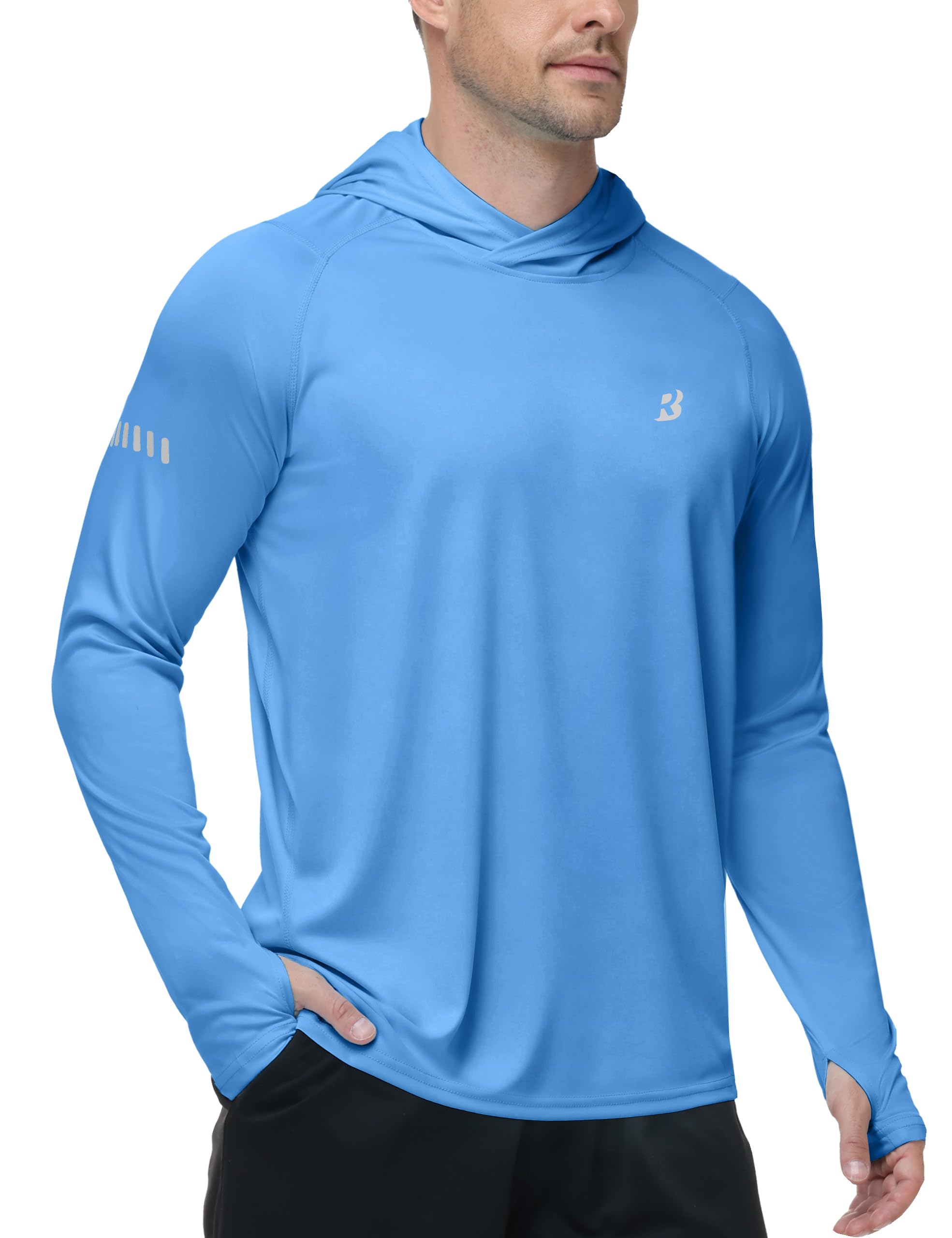 Roadbox Men's UPF 50+ Sun Hoodie, UV Long Sleeve Fishing Shirts Rash Guard