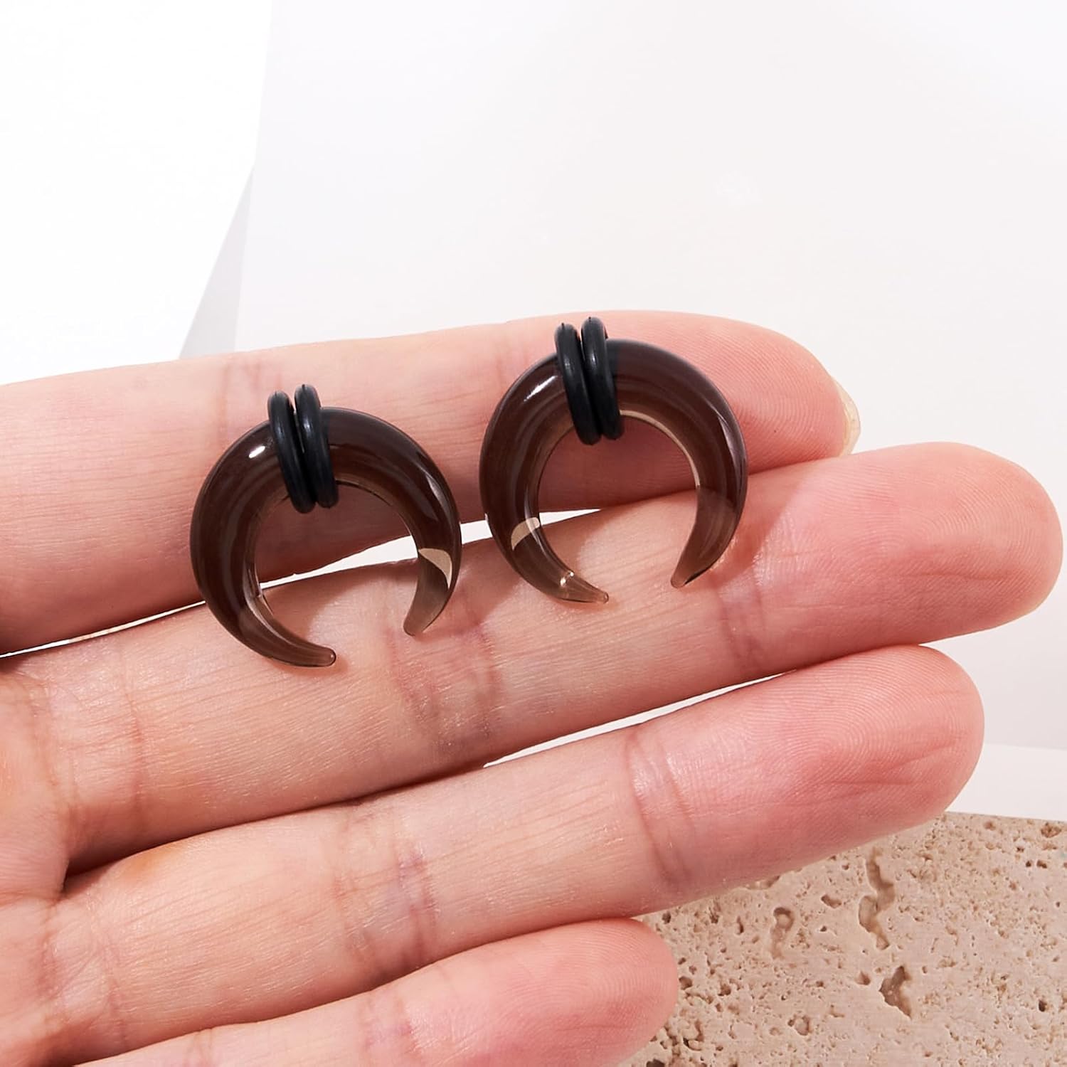 Stuppendux 2 PCS 14G-2G Glass Septum Stretching Buffalo Pincher Tapers Fresh Stretch Body Piercing Gauges Ear Hangers - Image 5