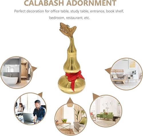 Miniatura 4 de Cucurbit de cobre Wu Lou Hu Lu - Estatua de calabaza de cobre dorado Calabash Fengshui Figura de la suerte y el tesoro coleccionable para decoración