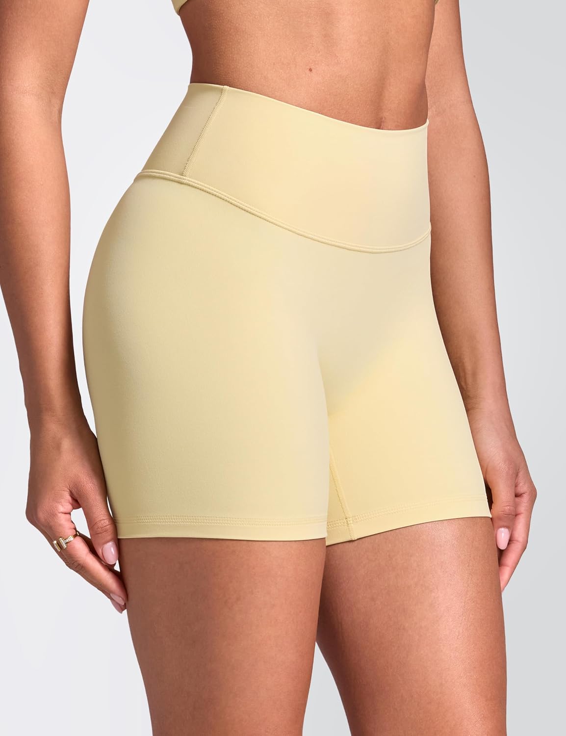 INGIA Womens High Waist No Front Seam Scrunch Butt Biker Shorts 5 Inches V-Back Scrunch Booty Gym Workouts