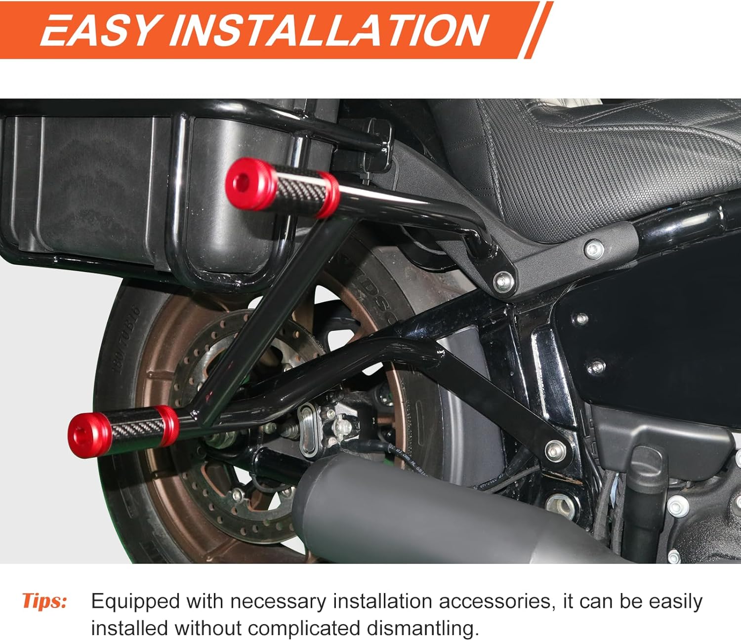 Saddlebag Rear Crash Bar Fits for Harley Softail Heritage Classic FLHC/S Low Rider ST FXLRST 2018-2025 (Red)