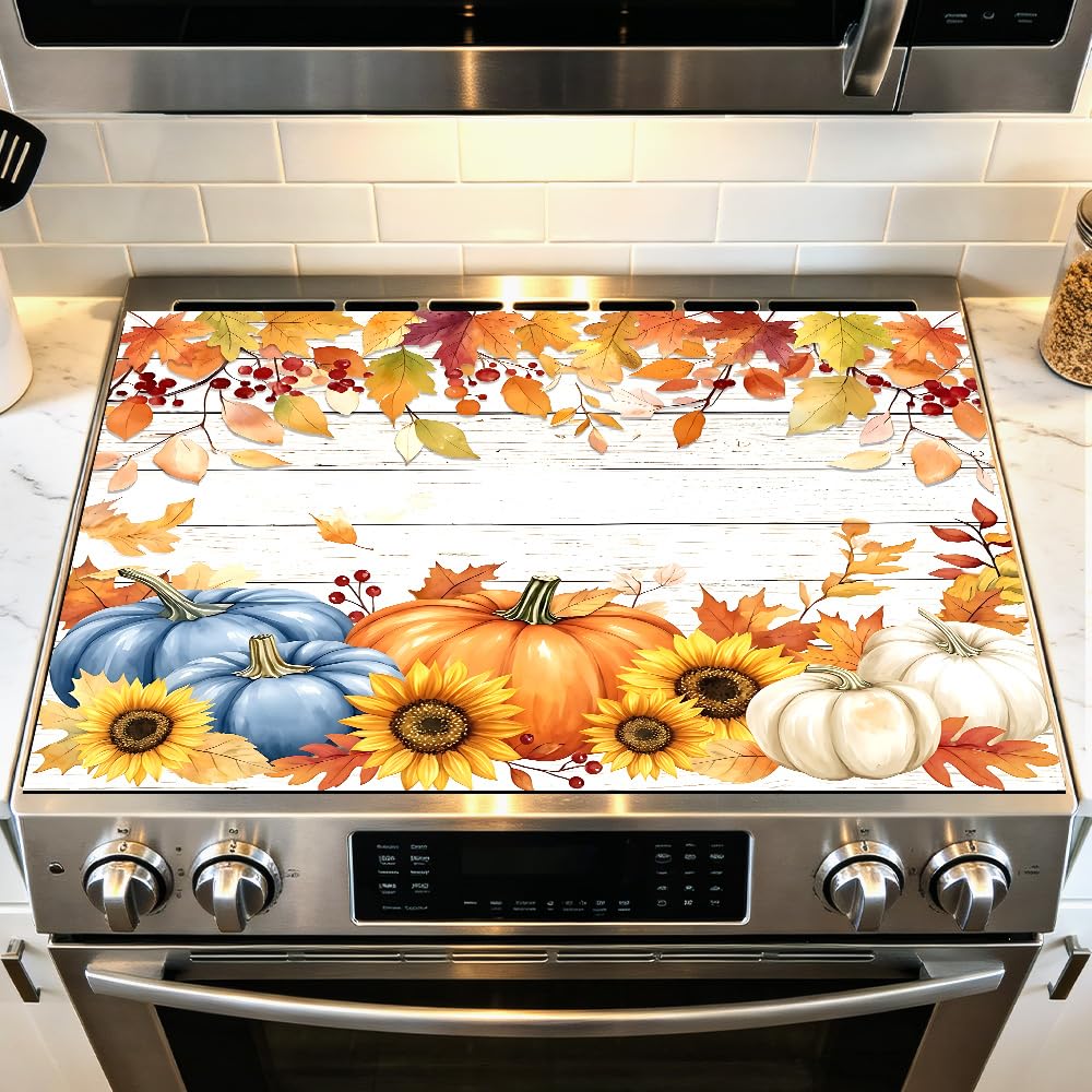 Fall Pumpkin Stove Top Covers for Electric Stove, 28.4x20.5 in
