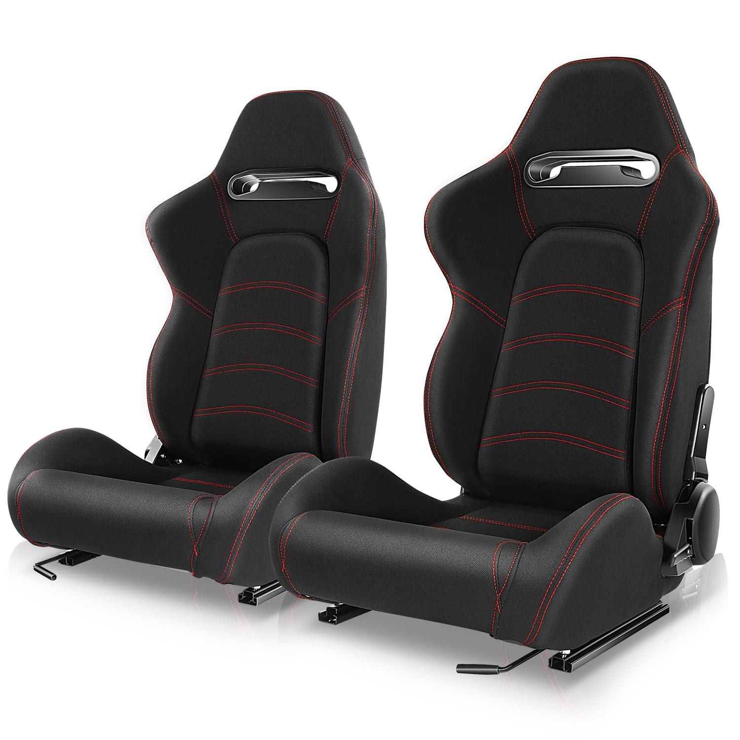 Auto Dynasty Pair of Racing Seat Universal Woven Fabric