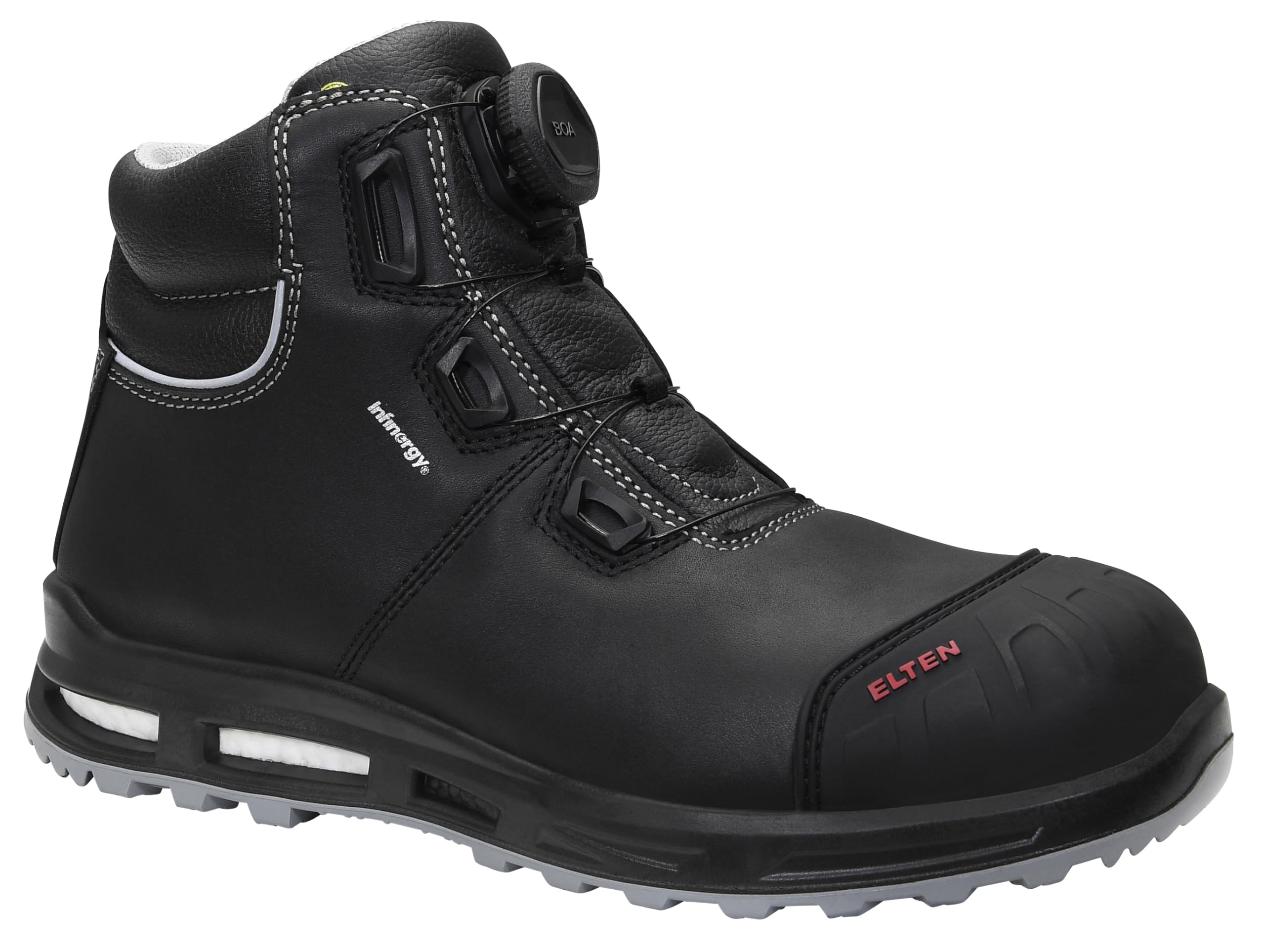 ELTEN Sicherheitsschuhe Reaction XXT Pro BOA Mid ESD S3S, Damen und Herren, Leder, Kunststoffkappe (Leichter als Stahlkappe), leicht, robust