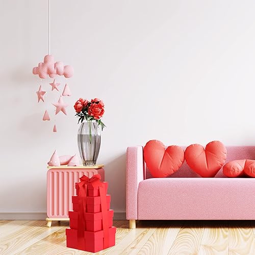 Vista 11 de Clabby 4 cajas de regalo anidables con tapas, apilables cuadradas, cajas decorativas de varios tamaños con cinta para regalos para cumpleaños