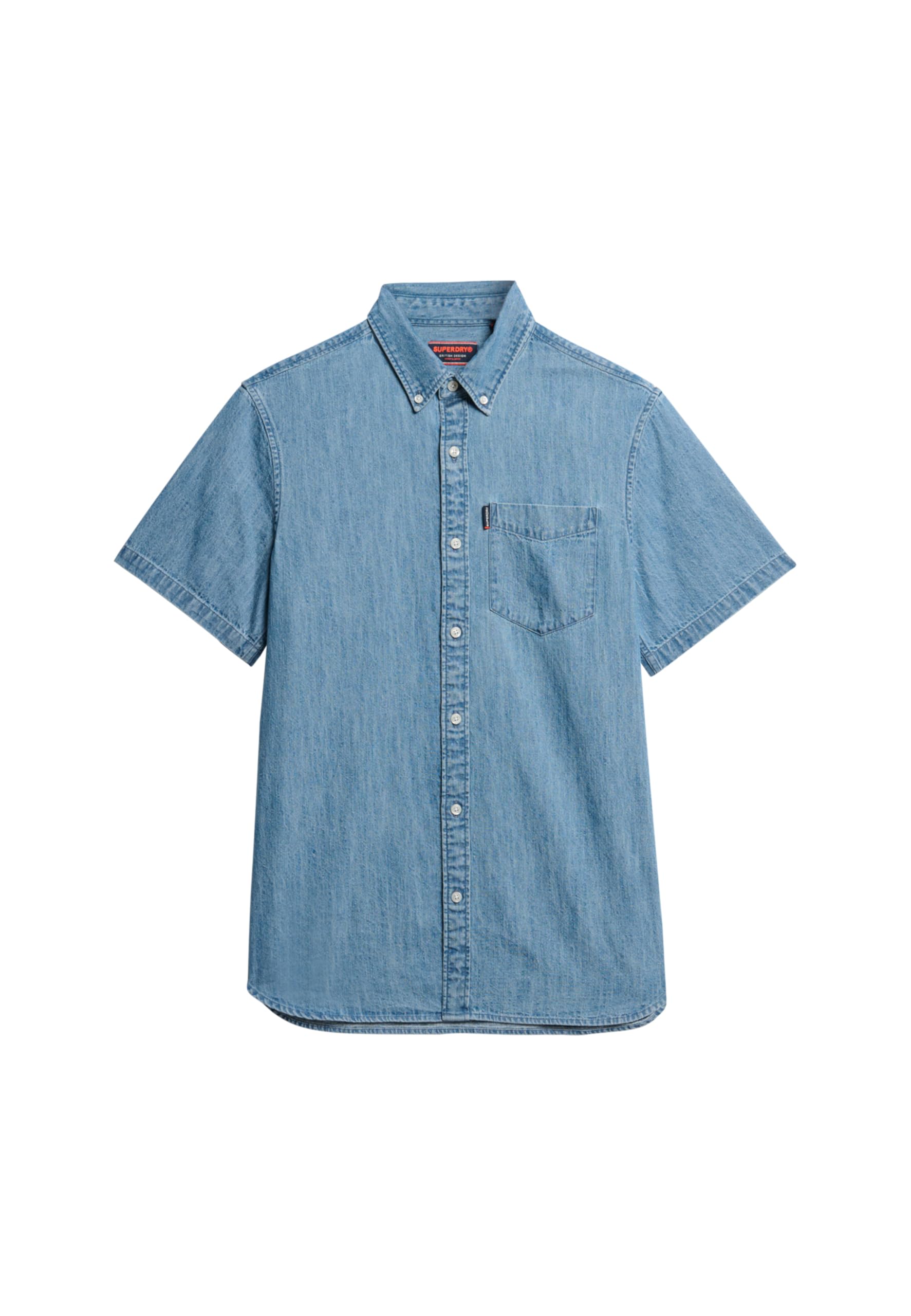 Superdry Jeanshemd – Essential Kurzarm, blau, Größe L