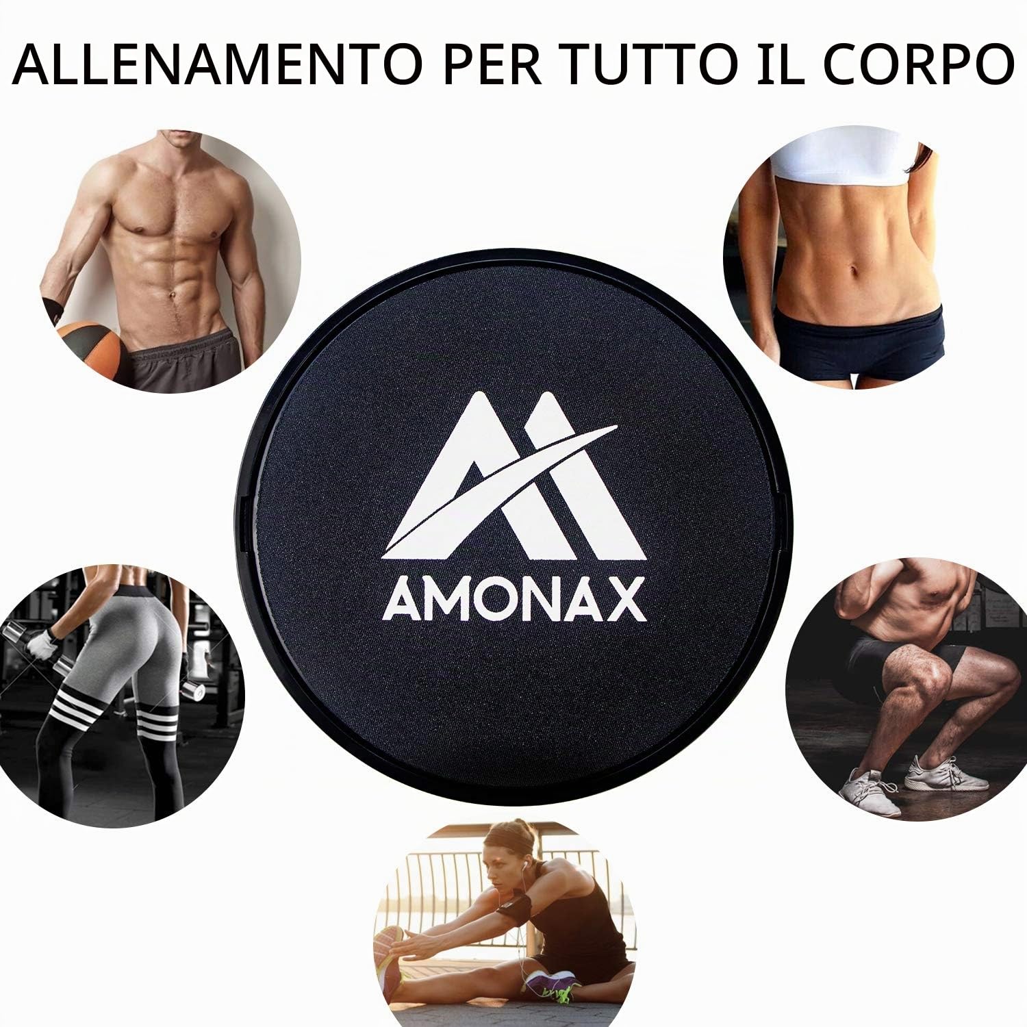 Amonax Sliders Fitness, Core Sliders, Esercizio cursori, Dischi di Scorrimento, Disco Scorrevole, Doppio Lato per Esercizi di Fitness in Palestra e a casa