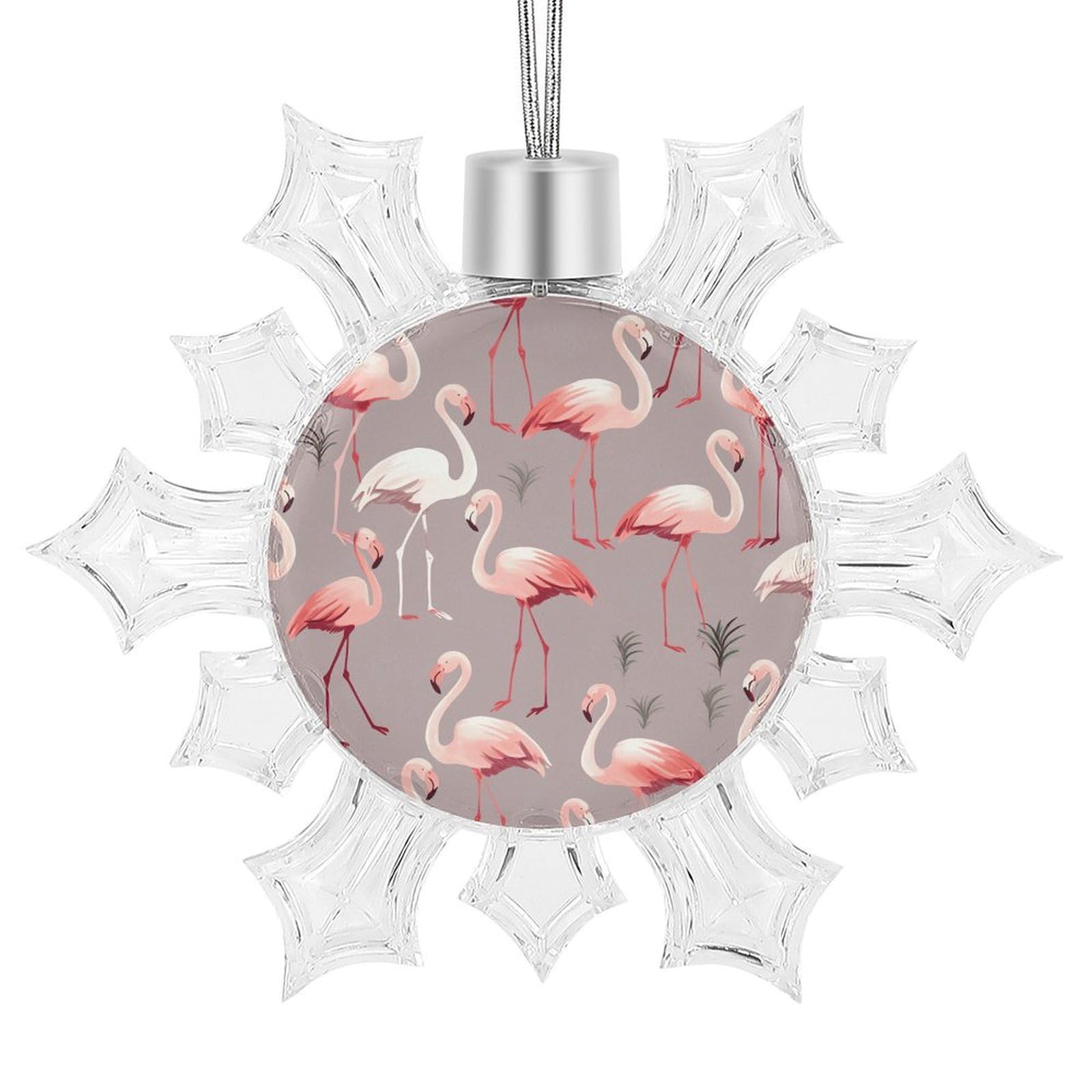 Pink Flamingo Pattern Snowflake Decorations, Winter Snowflake Ornaments Christmas Party Decorations Christmas Tree Decorations for Xmas Tree Winter New Year Party Supplies