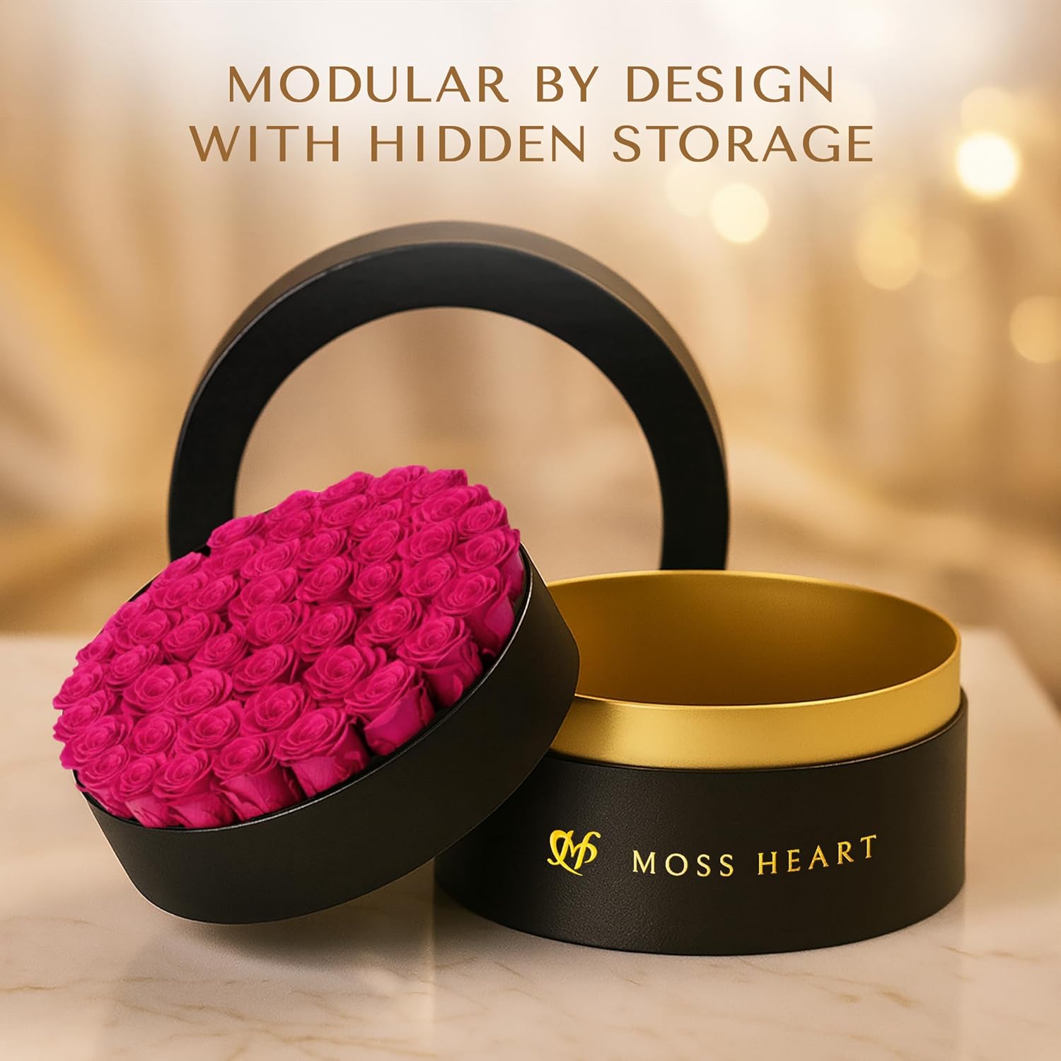 50 Preserved Roses in Designer Round Box, Real Forever Roses, Long-Lasting 1+ Year, No Watering, Luxury Home Décor Arrangement, Valentine’s Day Gift for Wife or Girlfriend - Image 8