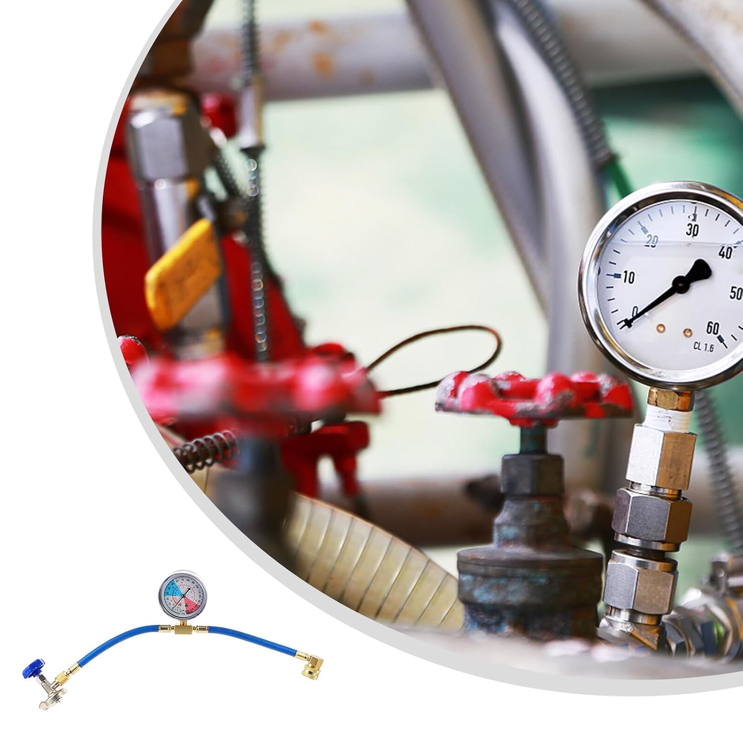 Veemoon Filling Tube with Pressure Gauge and Charge Hose, Nitrogen Pressure Retention Tester for Car Ac Systems, Automotive Recharge Tool
