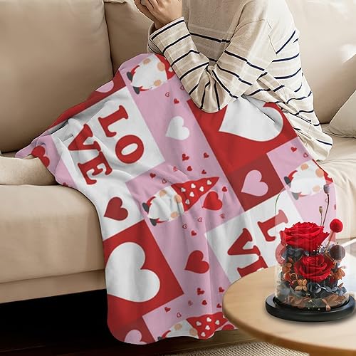 Miniatura 6 de Manta de franela suave para el día de San Valentín para el día de San Valentín diseño de corazón lindo gnomo para vacaciones cálida acogedora ligera