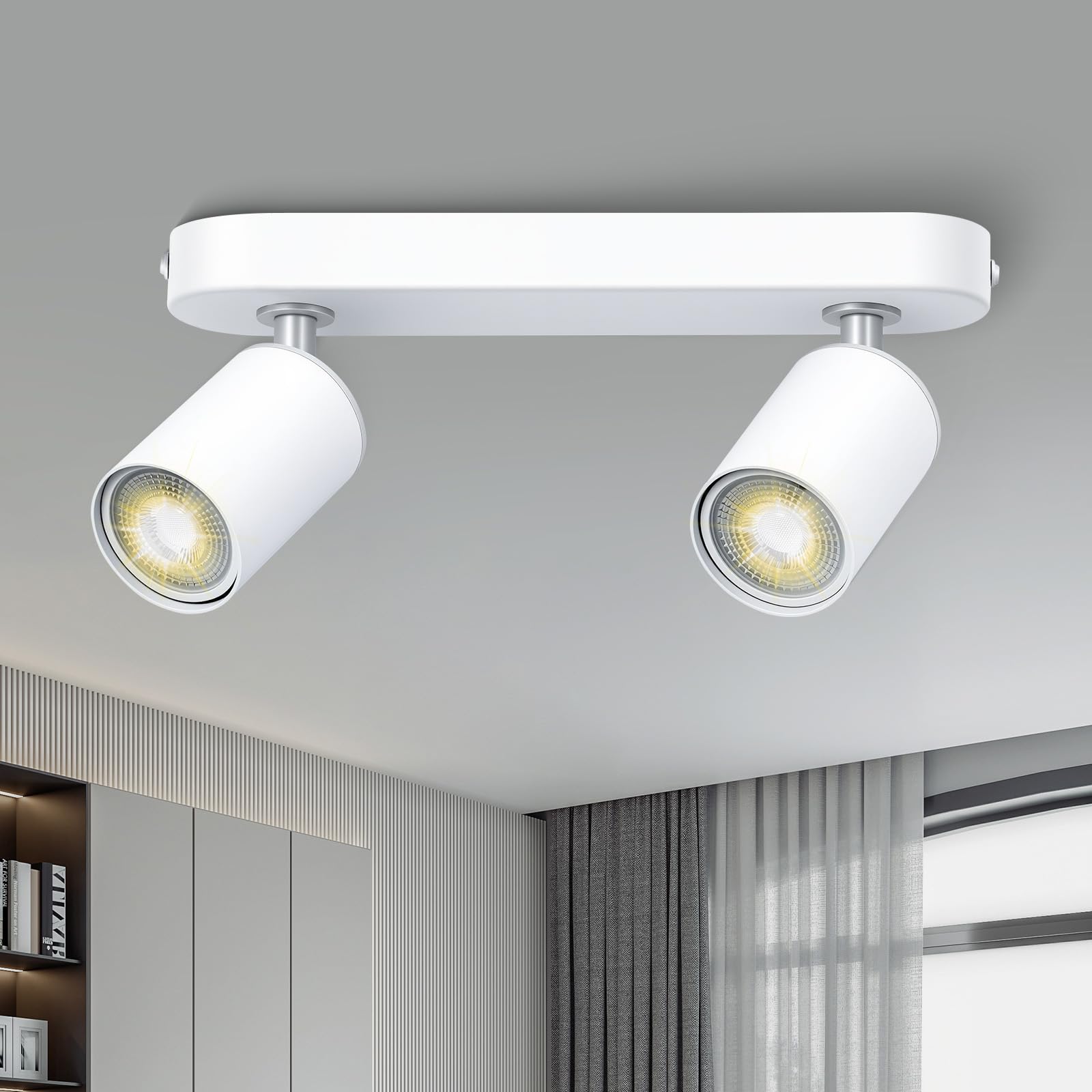GU10 2-Way Spotlight Fitting, White Linear Ceiling Wall Light (No Bulb)