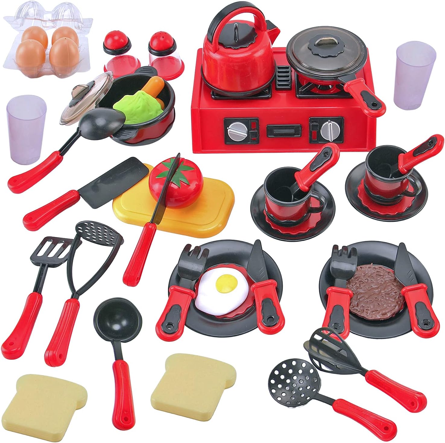 Liberty Imports 44 Piece Mini Breakfast Stove Kitchen Appliance Play Food Toy Set for Kids