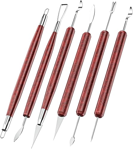 Herramientas de arcilla para esculpir, kit de herramientas de tallado de polímero de doble cara, juego de herramientas de cerámica de madera para