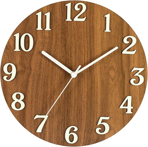 Reloj de pared luminoso simple reloj colgante analógico redondo con función brillante luz nocturna reloj de pared de 12 pulgadas para cocina,