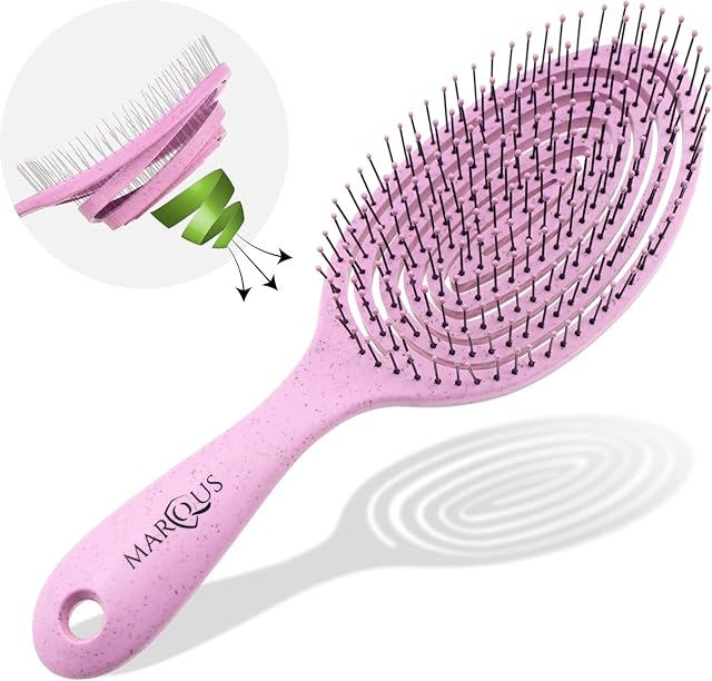 marQus Detangle Hair Brush women and men, Exclusive Ultra-soft bending Bristles and Body - Glide Through Tangles With Ease For All Hair Types - Women, Men, Wet And Dry Hair, 1pcs Purple Brush
