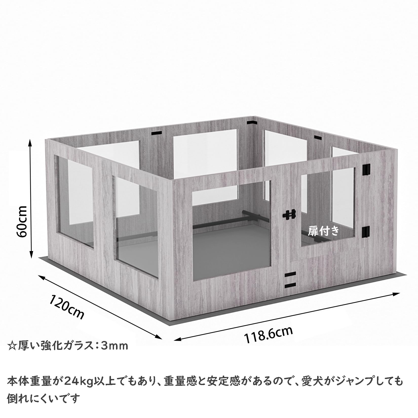 Amazon | BingoPaw ペットサークル 透明パネル ガラス 扉付き 室内  