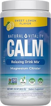 Natural Vitality Calm, Magnesium Supplement, Anti-Stress Drink Mix Powder, Gluten Free, Vegan, Non-GMO, Sweet Lemon, 16 oz
